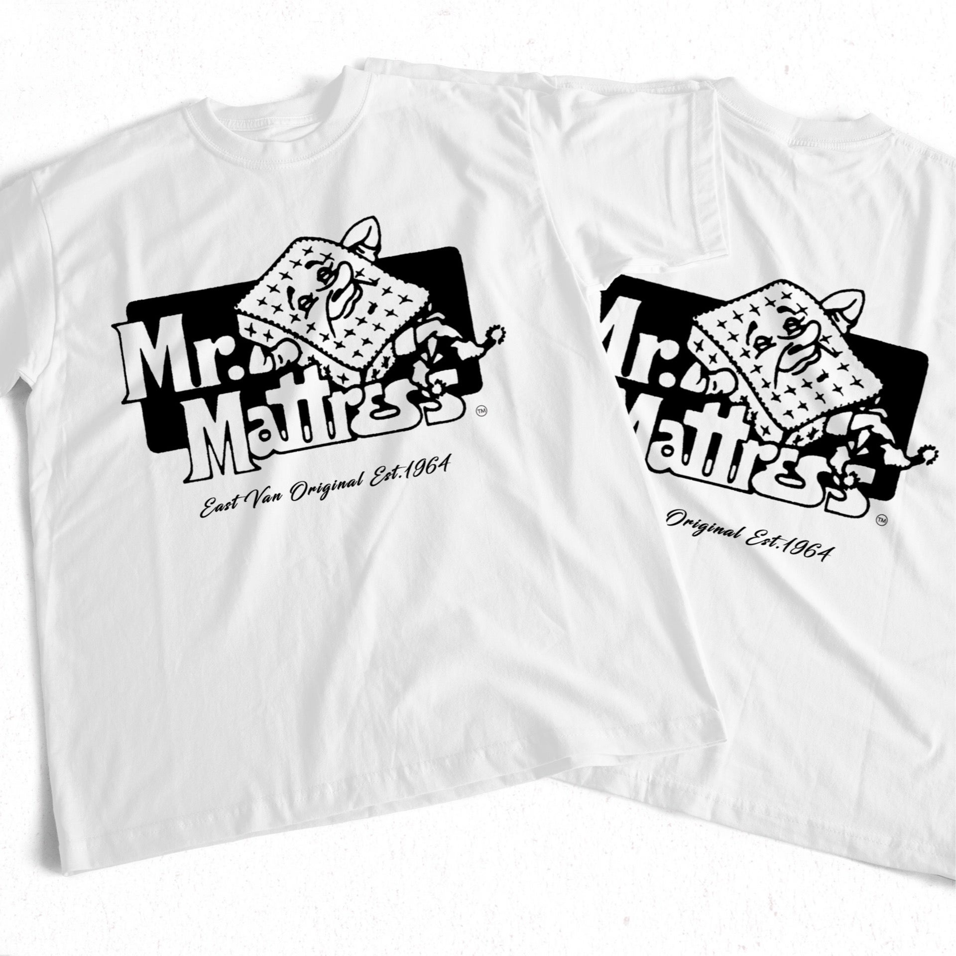 Flippable WHITE Mr Mattress T Shirt | Slice - Shop, Gallery, Club